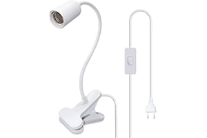 WPQIUZS E27 Klemmlampe Lampenfassung mit 240CM Kabel 360°Einstellbar Flexiblem Schwanenhals Klemmleuchte mit Schalter Lampenfassung mit Clip Klemmlampe mit Stecker Led Bettlampe Klemmleuchte Schlafzimmer