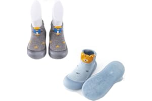 XM-Amigo 2 pary butów do nauki chodzenia dla chłopców i dziewczynek, buty do chodzenia na świeżym powietrzu, antypoślizgowe, skarpety, kapcie, 2 pary