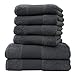 Produktbild Liness Stripes 6 tlg. Handtücher Set grau 4 Handtücher 50x100 cm 2 Duschtücher Badetücher 70x140 cm 100% Baumwolle Frottee Badetuch Duschtuch Handtuch Set grau anthrazit gestreift