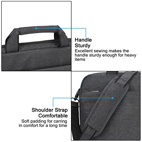 Zikee 39,6 cm (15,6 Zoll) wasserfeste und 360° stoßfeste Messenger-Bag als Schutz für Ihren Laptop/Notebook mit Handgriff und Schultergurt für Schule, Studium, Reisen und im Büro und für geschäftliche Nutzung (Grau) - 8