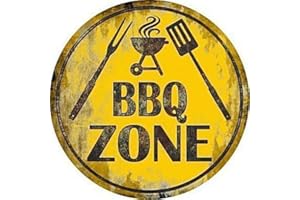 ELETINA Letrero de metal retro para barbacoa, zona de barbacoa, letrero redondo divertido para el hogar, cueva, garaje, bar, decoración de pared, letrero de metal vintage de 12 x 12 pulgadas