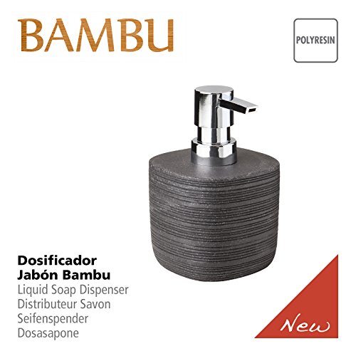 TATAY 6350200 – Seifenspender Aus Hochwertigem Polyresin, Bambu Kollektion, Dunkel Graphit Grau Farbe - 2