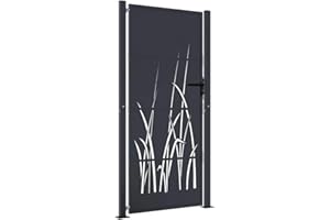 vidaXL Portail de Jardin, Barrière de Sécurité, Portillon avec Système Verrouillable, Porte de Terrasse Extérieur, Anthracite 105x180cm Acier Conception d'herbe