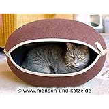 CanadianCat Company ® | Katzenbett mit Filz, Katzenhöhle in braun, die Kuschelhöhle mit Stil