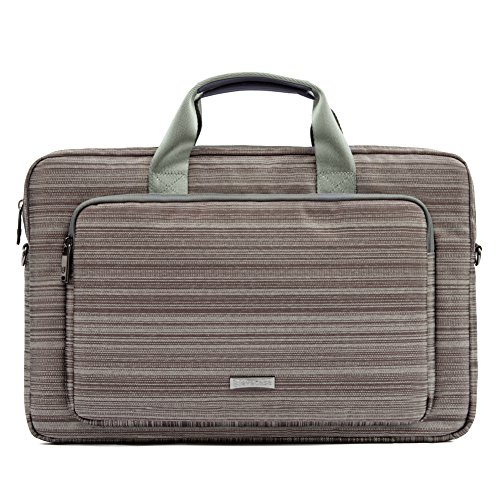 Laptophülle 17.3, Evecase Universal Neoprene Gepolsterte Notebook Briefcase Laptop Schutzhülle mit Anzug-Gewebe / Ablösbaren Träger / Handgriff / Frontfach / Zubehörfächer für Laptop bis 17.3 Zoll – Grau - 2