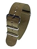 Nylon Uhrenarmband Edelstahl Dornschließe 16-24mm Textil Armband Strap Band Beige (Khaki) 18mm