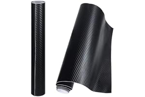 Geagodelia 6D Film Autocollant Adhésif Vinyle en Fibre de Carbone Film Protection Auto pour Voiture Ordinateur Moto (Noir 3D, 30 * 127 cm)