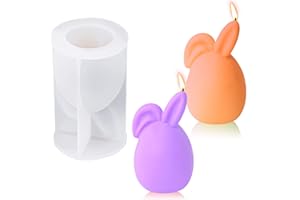 Tefelan 2 Moldes de Silicona, 3D Forma de Conejo Molde de Silicona Molde de Jabón, Molde de Fundición para Hacer Velas Adornos y Decoración para la Fiesta del Conejito de orejas dobladas de Pascua