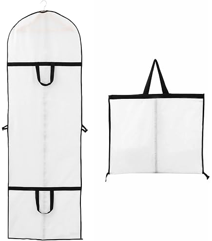 Housse De Protection Pour Robe Longue - Anti-poussière, 3 Poches Transparentes - Pour Robe De Mariée Ou Soirée