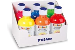 ‎PRIMO PRIMO - Abwaschbare Temperafarben für Kinder ab 3 Jahren und Erwachsene, 300 ml mit Spender, Temperafarben zum Bemalen von Papier, Stoff, Glas, Malerei, Schreibwaren, Kreative Arbeiten, Hobby