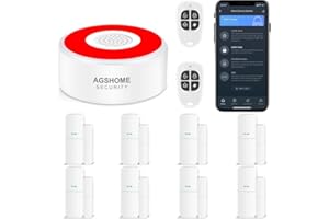 ‎AGSHOME AGSHOME Alarmanlage 11 Stück, WLAN Smart Alarm System mit fürs Home Security, Echtzeit App Push, Beliebig Erweiterbar- funktioniert mit Alexa, für Tür Fenster, Wohnmobil, Wohnung,Garage