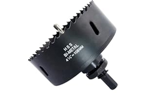 Laiwei otwornica 108 mm, wiertło do otworów z trzpieniem A2 do dużych obciążeń, wiertło 4341, głębokość cięcia 38 mm, do wiercenia otworów w drewnie, profilach aluminiowych, PCW i rurach metalowych