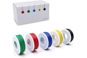 Treedix Kit de alambre electrónico de 30 AWG, cable eléctrico de 30 metros, cable de cobre estañado, 5 colores de 164 pies por rollo (juego de 5 unidades)