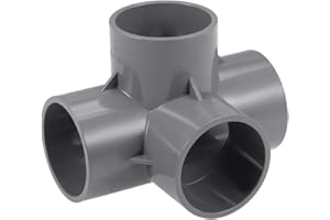sourcing map Tubo PVC, Codo PVC de 4 Vías, Conector PVC 50mm, Reductor PVC de Forma en T, Reductor Manguera, Accesorio de Tubería, Gris 4 Piezas