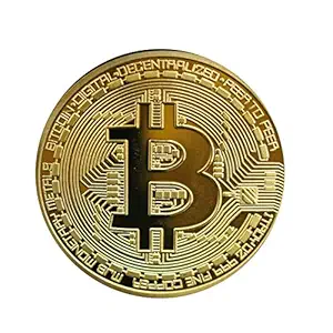 Adiman Bitcoin Collectible Coin Cryptocurrency 1 Oz Heavy Thick Rare to get Medallion Fantasy Coin Real Physical Coin Bitcoin Design (24Kt Gold Plated )