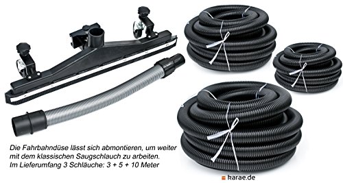 INDUSTRIESAUGER inkl. Fahrbahndüse, drei Schläuche, Saugschlauch-Längen 3 + 5 + 10 Meter, 100 Liter Edelstahl-Behälter, drei Motoren mit max 3.400 Watt / professioneller Industriestaubsauger für Werkstatt und Produktion, Sauger nass trocken, Nasssauger, Industrie-Staubsauger, Bodenflächen-Düse / Flächen-Bodendüse, Trockensauger, Mehrzwecksauger, Industrie Sauger - 4