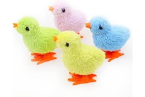 FaJoek 4 Stück Ostern Aufzieh Huhn Spielzeug, Aufziehspielzeug Küken, Huhn Spielzeug Geschenk Geht für Kleine Junge Und Mädchen, Osterdeko Küken, küken Spielzeug Oster, Ostern Osternest Deko