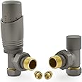 Hot Flow | Cascade Modern Angled TRV Thermostatic Radiator Valve 10mm Compression (Matte Metallic Grey)