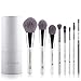 MSQ® 8pcs Makeup Brushes Set Soft Synthetic Hair Solid Wood Handle Professional Cosmetic Brushes With Luxury PU Leather Cylinder Best Gift For Your Love (Collection' Edition) (White)