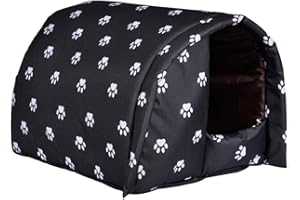 URFEDA Casa para Perros, Casa para Gatos Caseta Impermeable para Perros Casa para Mascotas Resistente a La Intemperie, Casa para Perros Interior Al Aire Libre Refugio para Cachorros Refugio Plegable M