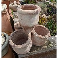 Blumentopf rustikal echt Terrakotta ca. 25x25 cm, Kräutertopf Blumenkübel Garten Terracotta Deko Kräuterspirale