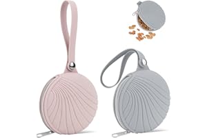 PLAYEXEN Lot de 2 Sac Friandise pour Chien & Chats Sac en Silicone à Friandises pour Chien Dressage avec Fermeture Éclair Pochette Friandise Chien Portable pour Entraînement Promenade Voyages(Rose&Gris)