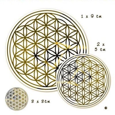 La flor de la Vida - adhesivo-Set M - oro - 3 x di  metro 3 cm  di  metro de 2 x 5 cm  di  metro de 1 x 9 cm