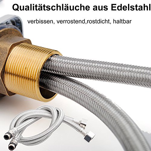 Küchenarmatur herausziehbarer Geschirrbrause 2 Strahlarten Hochdruck Hoher Auslauf 360°Schwenkbereich aus Messing verchromt Armatur Küche - 6