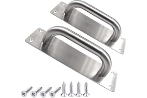 CHEYLIZI Lot de 2 poignées de porte en acier inoxydable robuste avec vis de montage Argenté 200 x 65 mm