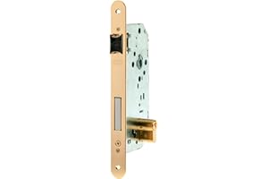 tesa Assa Abloy 20305RHL Cerradura De Embutir Para Puertas De Madera Con Cilindro Latonado Entrada 50 mm, Frente Redondo 2030, Bronce (Latonado)