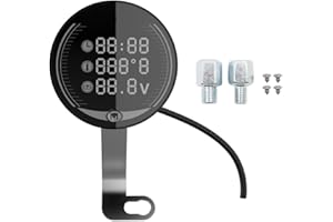 POFET Motorrad-Messgerät, digitales Motorrad-Thermometer, 5-in-1-ATV-Voltmeter, elektronische Uhr, für multifunktionales Wasserthermometer mit Sensor