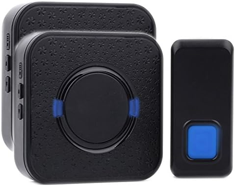 MOMONY Wireless Doorbell Waterproof Door Chime Kit 2 Plug-in Receiver 1 Push Button 1000-feet Operating Range with 55 Chimes, 5-Level Adjustable Volumes and Blue LED Light for Home Office