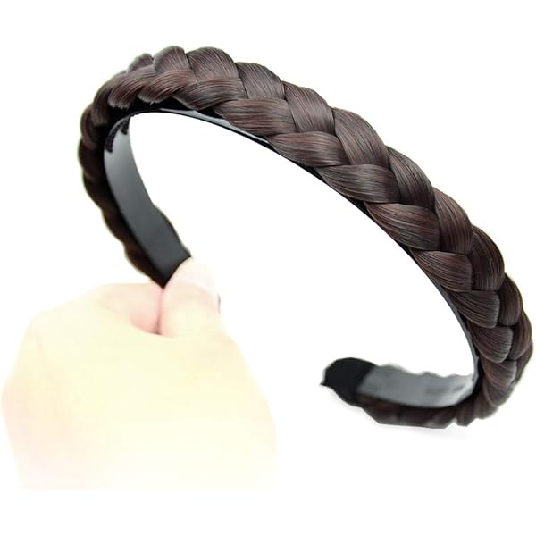 Geflochtenes Haarband Aus Kunsthaar - Elastisch, Mehrfarbig, Verstellbar (schwarz-braun)