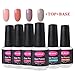 CLAVUZ Gel Nail Polish Set Soak Off Nail Starter Kit 4pcs with 9W UV LED Nail Light Dryer with Top and Base Coat plus Nail Art Manicure Tools DIY at Home