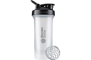 BlenderBottle Shaker Classic V2 avec Boule en Acier Inoxydable, Parfait pour Les Boissons protéinées, Passe au Lave-Vaisselle, 830 ML, Transparent/Noir
