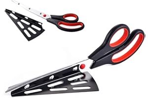 Pizza Kitchen Tool, Anlising Pizza Scissors 11 Inch Sharp Scissor Pizza Cutters Pizza Cutter Slicer con interruptor de seguridad y espátula extraíble 2 en 1 Pizza Kitchen Tool (Negro-Rojo)