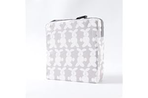 Chickwin Coussin Rehausseur Chaise Enfant, Chaise Haute Bébé Portable Réhausseur Coussin de Siège Ajustable Démontable Confortable Eponge Coussins pour Salle à Manger (32x32x8cm,lapin blanc)