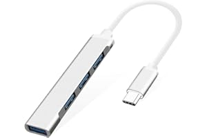 CRITIN USB C Hub 4-Port Adapter for MacBook Pro/Air 2023/2022, iMac, iPad, PC | Compact Aluminum Multi-Port Dongle with USB 3.0/2.0, Plug & Play | Sleek Silver Design