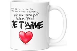 LUIGI COLLECTION Mug Amour Je t’Aime Tasse Message Humour drôle Idée Cadeau Original pour Ami Couple Amoureux Collègue Femme Homme Copain Copine Anniversaire St Valentin Noël. Souriez dès le Réveil.
