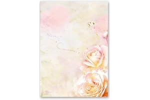 PAPER-MEDIA Papier à motif à lettres PÉTALES DE ROSE 20 feuille de papier DIN A4