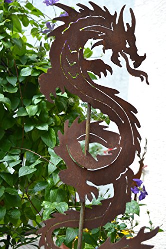 Gartenstecker chinesischer Drache - außergewöhnlicher Metallstecker - Höhe 120 cm - Fabelwesen Drache-Gartendekoration - sehr gute Qualität