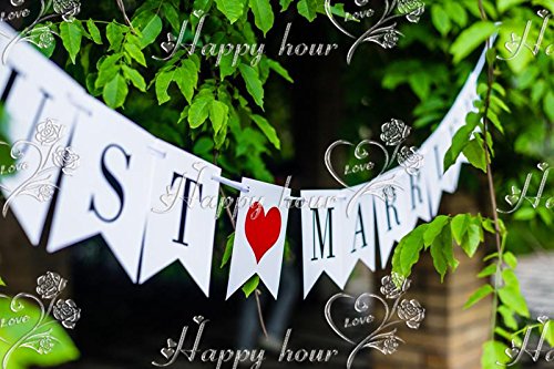 Musuntas Girlande Vintage / Rustikal “Just Married“, – als Deko zur Hochzeit mit schwarzem Schriftzug - 2