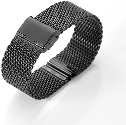 WOSUK Width 22mm Replacement Band Metal Stainless Steel Strap Universal for Pebble Time Steel, Classic, ZenWatch, Samsung Gear 2, Moto 360 2nd gen, G Watch (Mesh Black)