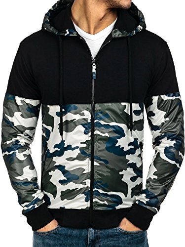 BOLF Herren bergangsjacke Sweatjacke Hoodie Kapuze Camo Army ATHLETIC 0468 Grn XL [1A1]