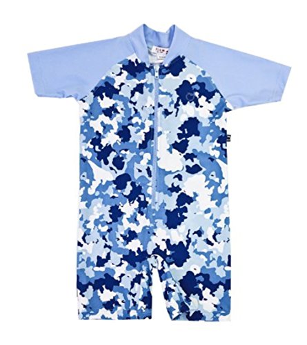 Plum Collections - 18/24m Baby Boy Sunsuit All in One Australian Sun Protection UPF50+ Short Leg/Sleeve- Blue Camoflauge