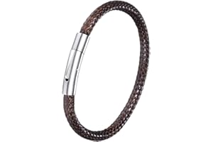 FaithHeart Spersonalizowana bransoletka męska ze sztucznej skóry, czarna/brązowa/biała bransoletka z grawerunkiem dla mężczyzn i kobiet, 5 mm, 18 cm, 20 cm, 22 cm, pleciona skórzana bransoletka