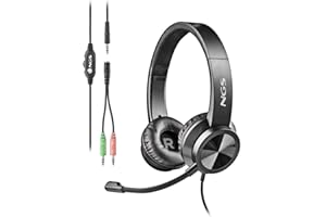NGS MSX11 PRO - On-Ear-Kopfhörer mit einstellbarem Mikrofon, 3,5-mm-Klinkenstecker und 1-2 Klinkenadapter Lautstärkeregler, 20 Hz