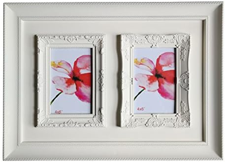 GUTEINTE Multi Aperture Photo Picture Frame 2 Photos (10 x 15 cm / 4" x 6") In PVC Vintage Style Color Cream
