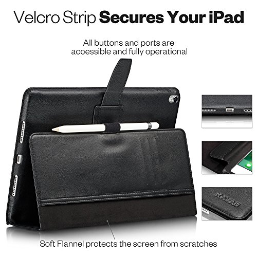 KAVAJ iPad Pro 10.5″ Hülle Echtleder Case „London“ für Apple iPad Pro 10,5 Zoll (2017) Schwarz aus echtem Leder mit Stand und Auto Schlaf/Aufwachenen Funktion. Dünnes Smart Cover Schutzhülle Tasche - 5