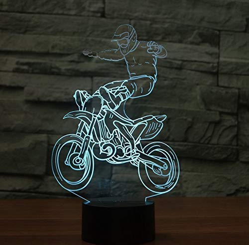 Cross-Country Motorcyc 3D Led Luz De Noche 7 Lámpara De Combate De Cambio De Color 3D Deco Vision Desk Lampara Led Usb Baby Sleeping Lamp